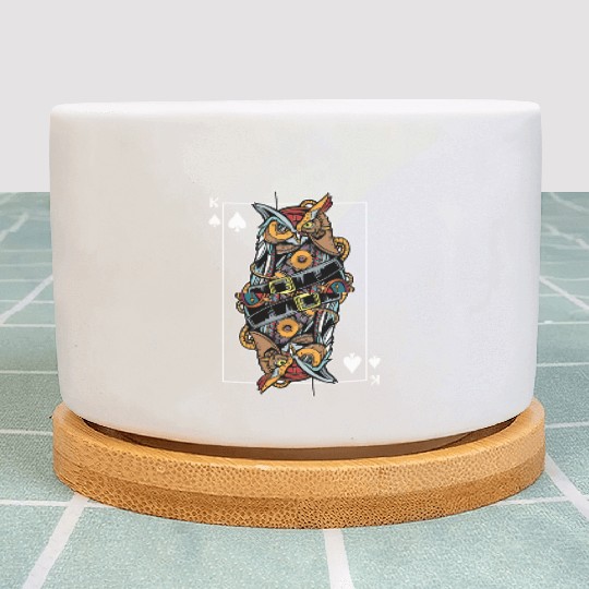 Eagle Owl Steampunk Card Game King of Spades Poker Plant Pots