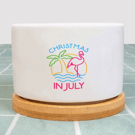Christmas In July Pink Flamingo Plant Pots