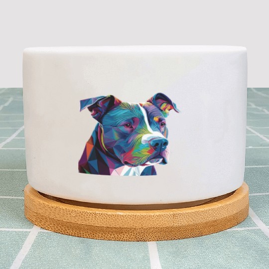 Neon Bluenose Pitbull Family Art Plant Pots