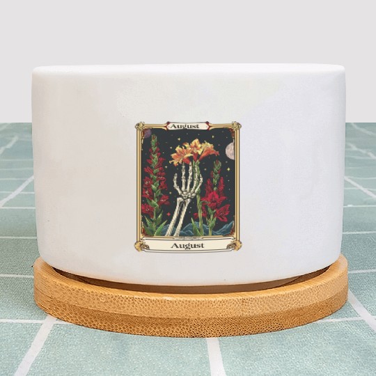 August Gothic Tarot Card - Gladiolus Flower & Skel Plant Pots