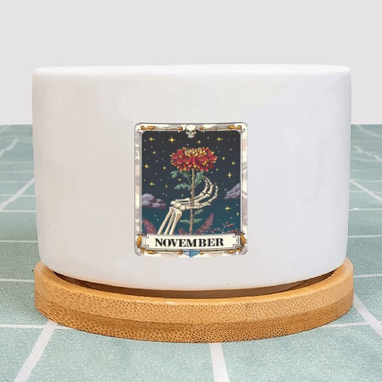 November Gothic Tarot Card - Chrysanthemum Flower Plant Pots