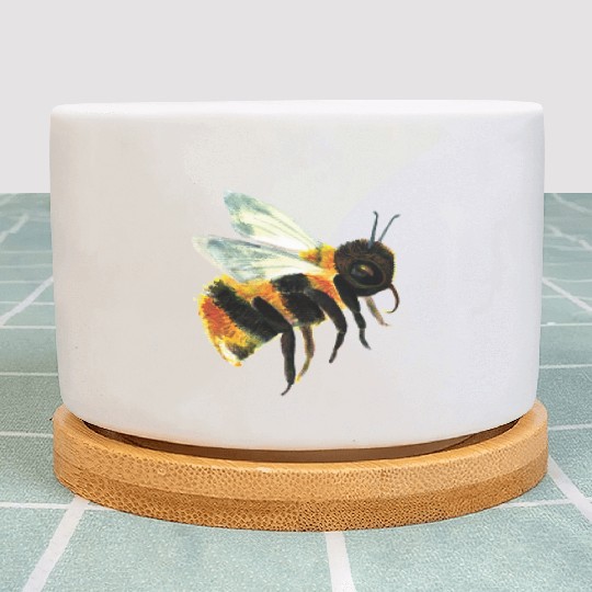 Cute Bumble Bee Flying Illustration Plant Pots