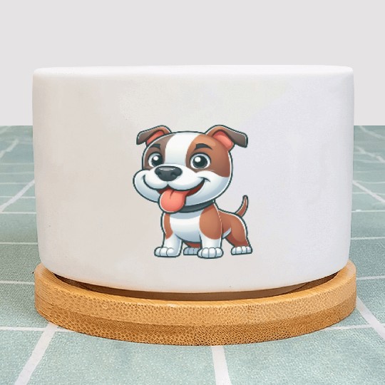Cute dog pitbull American Staffordshire Terrier Plant Pots