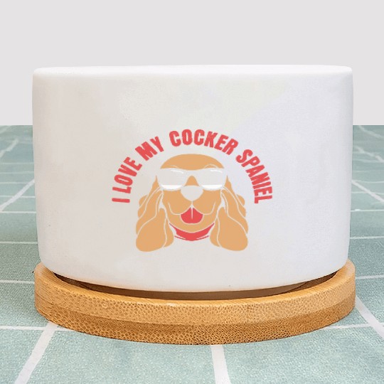 Dog Dad Pet Lover Cocker Spaniel Dog With Glasses Plant Pots