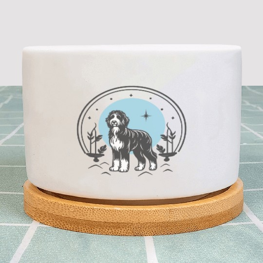 Bernedoodle Tarot Card Dog | Celestial and Starsee Plant Pots