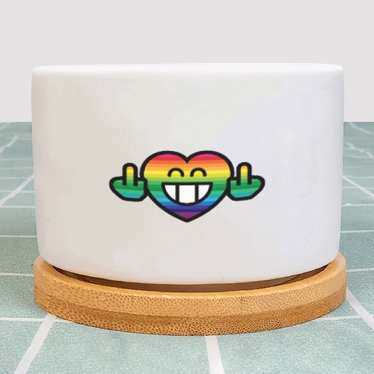 Emoticon Grin Rainbow Heart with Stinkfingers Plant Pots
