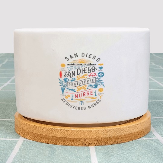 San Diego Registered Nurse Skyline Tribute Graphic Plant Pots