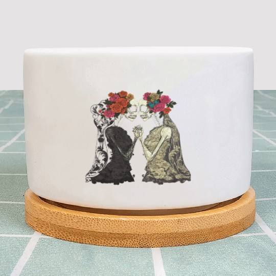 Lesbian Couple Skeletons Kissing LGBTQ Pride Plant Pots