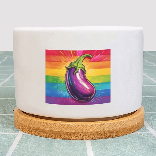 LGBTQ Eggplant Plant Pots