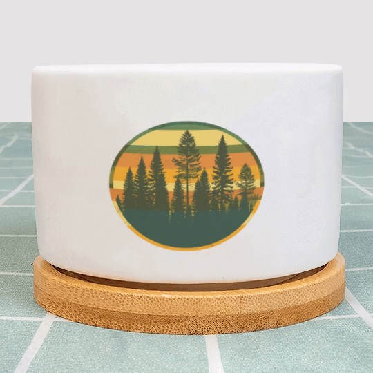 Sunset Forest Nature Outdoors Retro 80s Vibe 2 Plant Pots