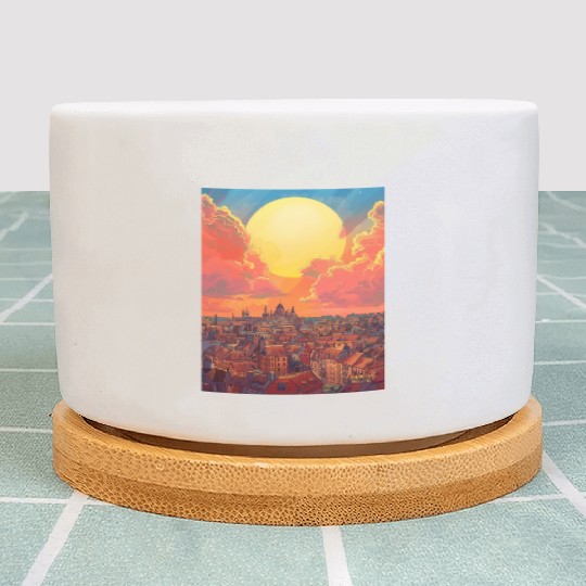 Sunset in Dublin Ireland Plant Pots