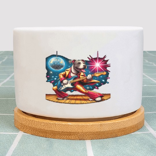 Disco Ball Guitar dog Plant Pots