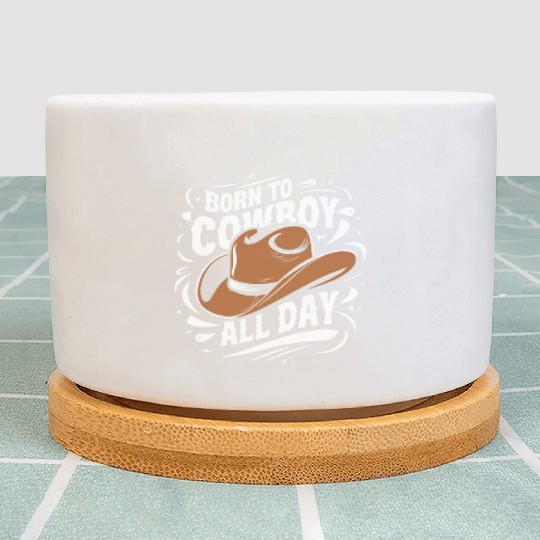 Cowboy Lifestyle Western Theme with Horses and Plant Pots