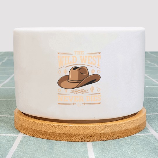 Cowboy Lifestyle Western Theme with Horses and Plant Pots