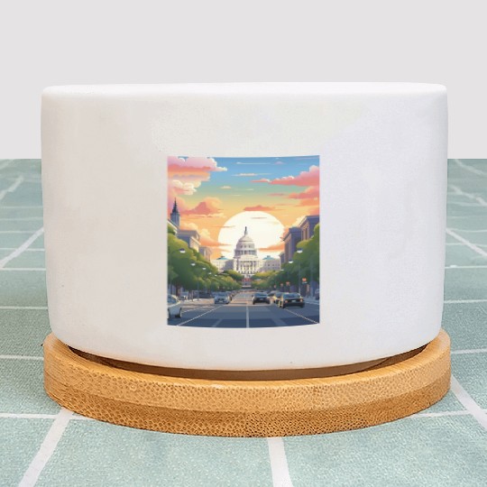 Sunset in US Capitol Washington DC Plant Pots