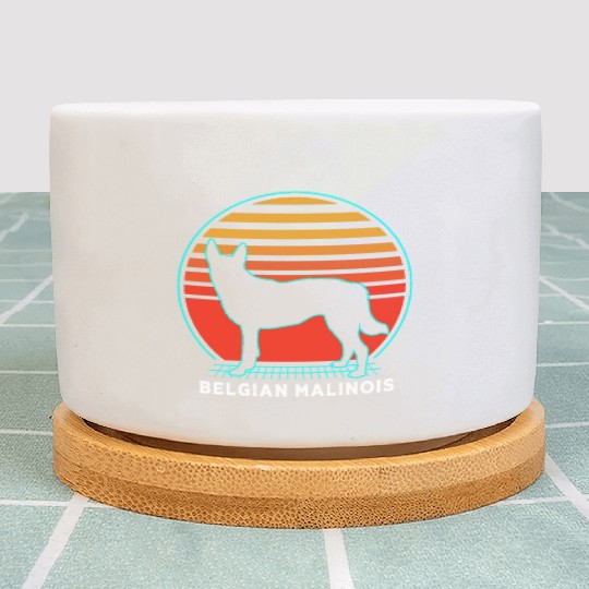 Retro 80s Dog Silhouette Belgian Malinois Plant Pots