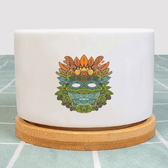 Maya God Mayan Mythology Itzamna Colorful Tribal Plant Pots