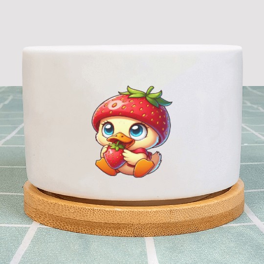 Cute Duck with Strawberry Fruity Quirky Fruit Plant Pots