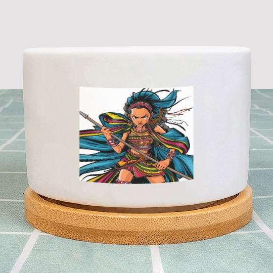Maasai anime warrior girl Plant Pots