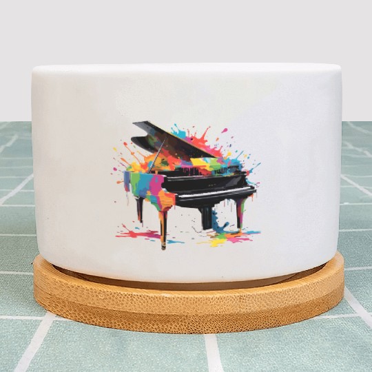 Colorful Splashed Piano Music Lover Funny Design Plant Pots