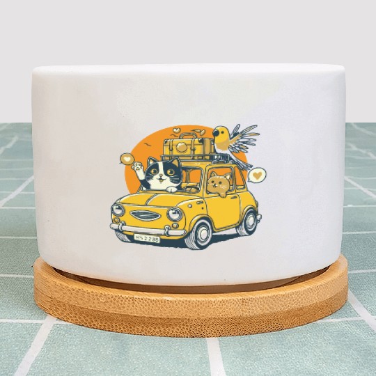 Road Trip by Car : Life's Better with Cat Friends Plant Pots