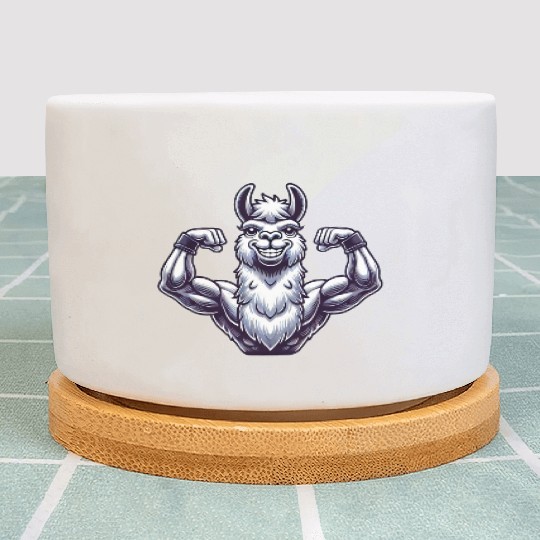 Strong llama alpaca workout fitness bodybuilder Plant Pots