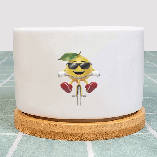 Lemon Cycling On Bike Realistic Plant Pots