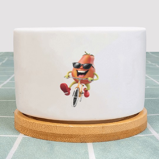 Papaya Cycling On Bike Realistic Plant Pots