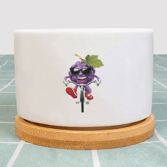 Grapes Cycling On Bike Realistic Plant Pots