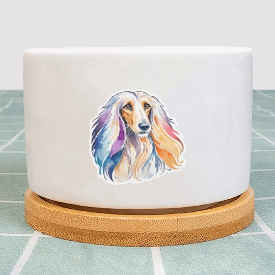 Afghan Hound Dog Watercolor Plant Pots
