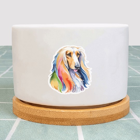 Afghan Hound Dog Watercolor Plant Pots