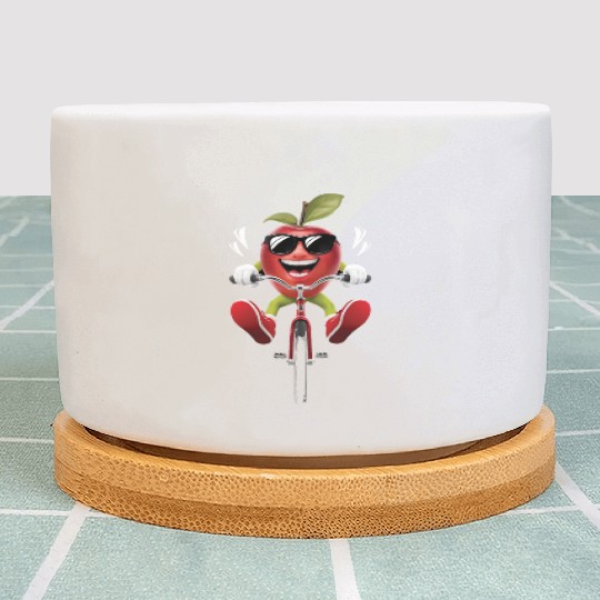 Apple Cycling On Bike Realistic Plant Pots