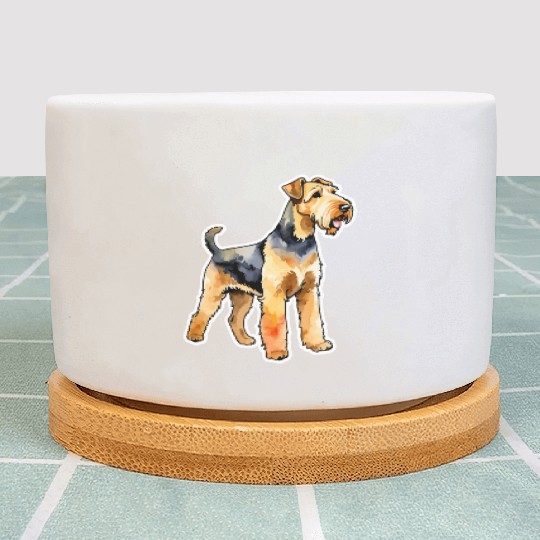 Airedale Terrier Watercolor Plant Pots