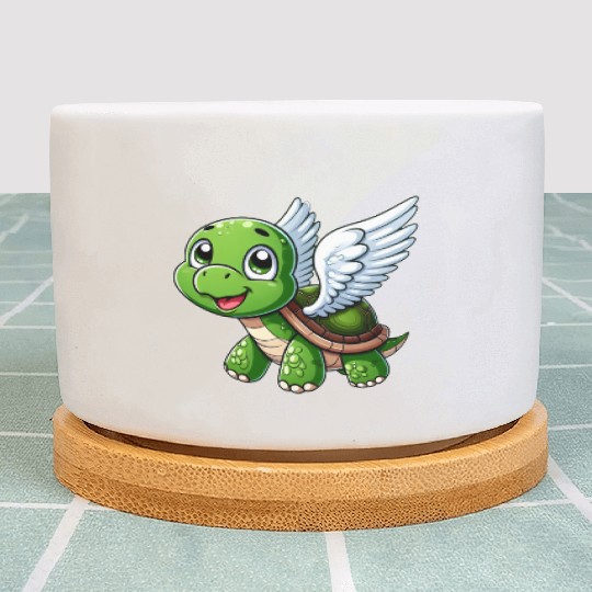 Turtle Angel Wings Halo Farm Farmer Plant Pots