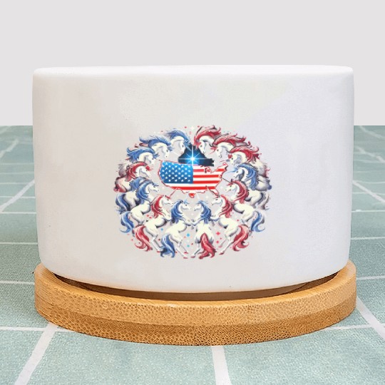 Star-Spangled Unicorn with American Pride and Plant Pots