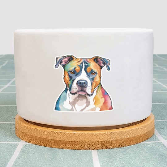 American Staffordshire Terrier Watercolor Plant Pots