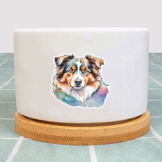 Australian Shepherd Watercolor Plant Pots