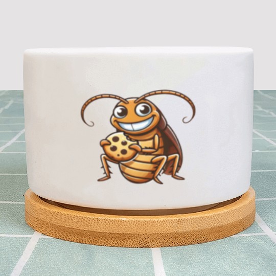 Funny cockroach with cookie cartoon dessert Plant Pots
