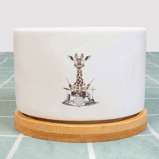 Giraffe Playing Drums Realistic Plant Pots