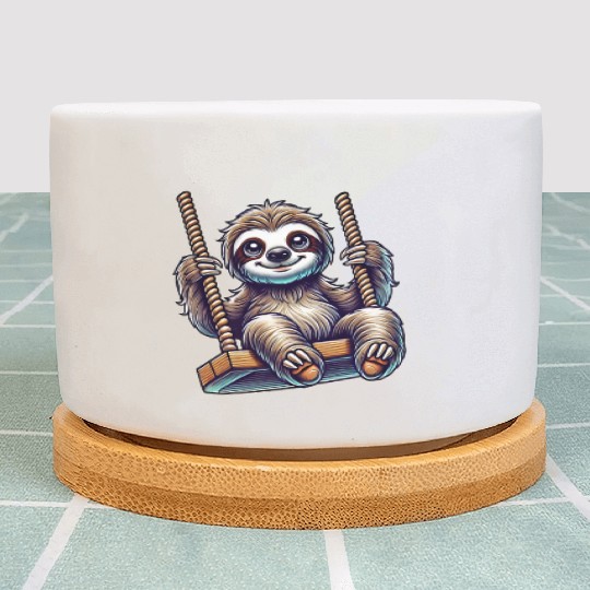 Cute sloth swing cartoon playground animal Plant Pots