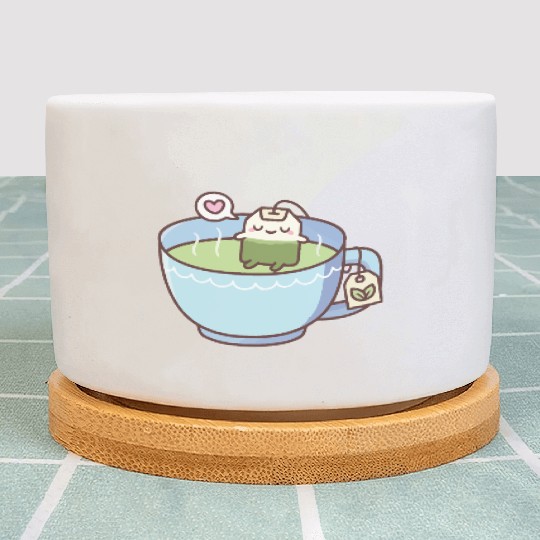 Cute Tea Bag In Teacup Relaxing Tea Plant Pots