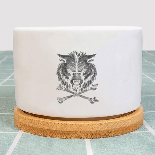 Wolf Skull and Crossbones Plant Pots