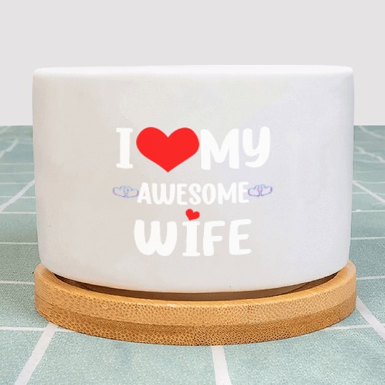 Valentine Red Heart With Love I Love My Wife Plant Pots