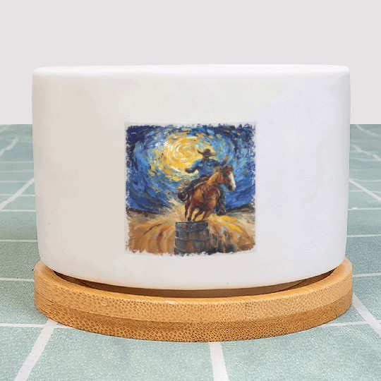 Barrel Racer Barrel Racing Rodeo Starry Night Pain Plant Pots