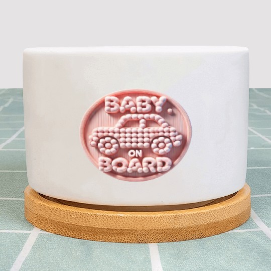 Baby on Board Baby Announcement Design with Car Plant Pots