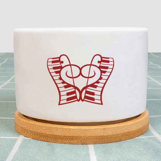 I Love Music 2 Clef Note Keyboard Piano Keys Heart Plant Pots