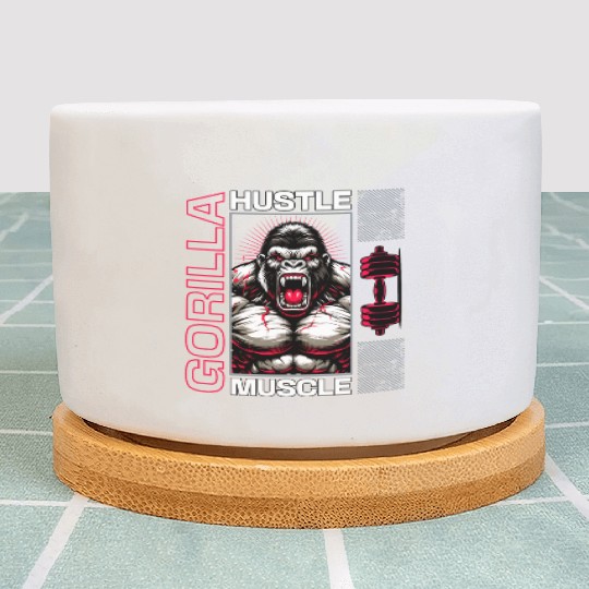 angry gorilla at the gym Plant Pots