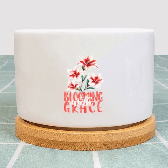 Elegant Red Azalea Watercolor Plant Pots