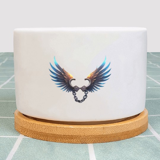 Handcuffs Flapping Their Wings To Freedom Plant Pots