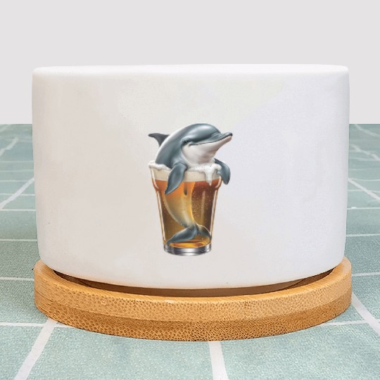 Dolphin Drinking Beer Realistic Plant Pots